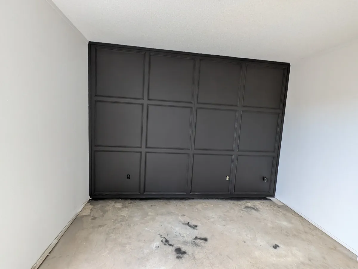 Charcoal panelled feature wall, West Edmonton office