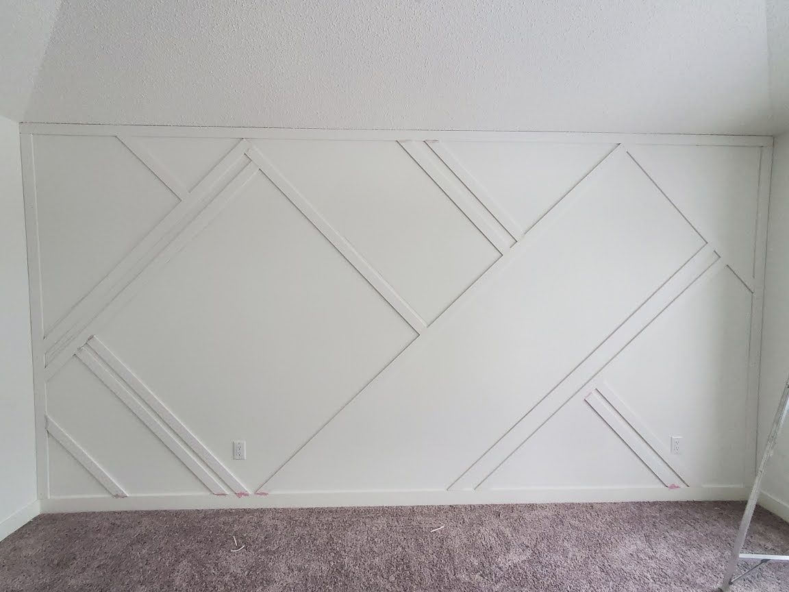 Geometric panelled feature wall, West Edmonton